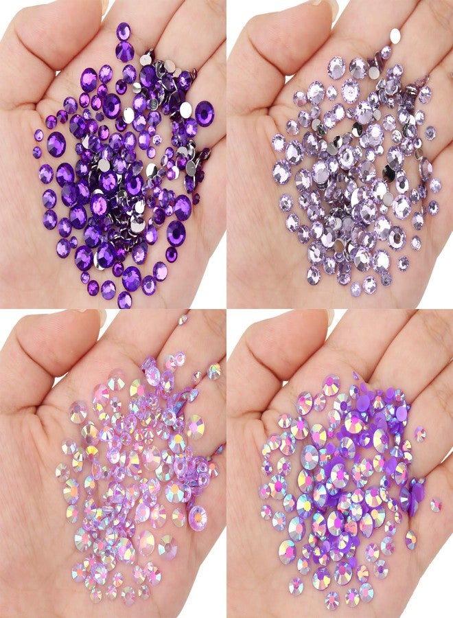 AUREHEN 15000PCs 2-6MM Purple Series Resin Flat Back Rhinestones, Round Non Hotfix Jelly & Silver Bottom Resin Rhinestones Nail Gems Stones with Tweezer & Picker Pen for Nail Art Tumblers & DIY Crafts - Image 4